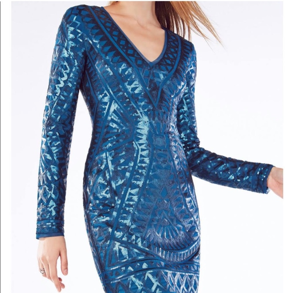 BCBG “Morris” Mosaic Tile Sequined Dress